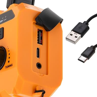 Hätäradio / maantiekeskusradio taskulampulla, aurinkokennoilla ja Powerbankilla varustettuna