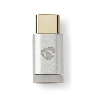 Nedis USB-C™ Sovitin | USB 2.0 | USB-C™ Uros | USB Micro-B naaras | 480 Mbps | Pyöreä | Kullattu | Hopea | Laatikko kannella ja ikkunalla