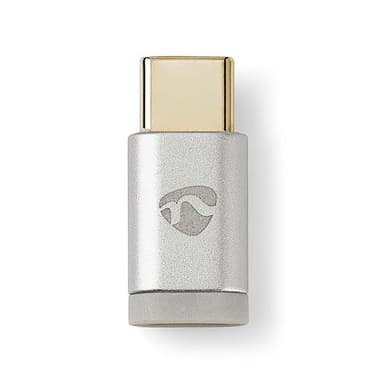 Nedis USB-C™ Sovitin | USB 2.0 | USB-C™ Uros | USB Micro-B naaras | 480 Mbps | Pyöreä | Kullattu | Hopea | Laatikko kannella ja ikkunalla