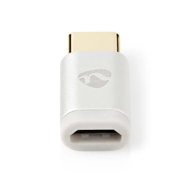 Nedis USB-C™ Sovitin | USB 2.0 | USB-C™ Uros | USB Micro-B naaras | 480 Mbps | Pyöreä | Kullattu | Hopea | Laatikko kannella ja ikkunalla
