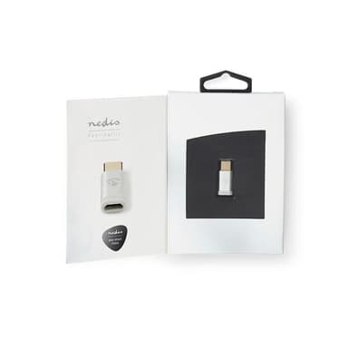 Nedis USB-C™ Sovitin | USB 2.0 | USB-C™ Uros | USB Micro-B naaras | 480 Mbps | Pyöreä | Kullattu | Hopea | Laatikko kannella ja ikkunalla