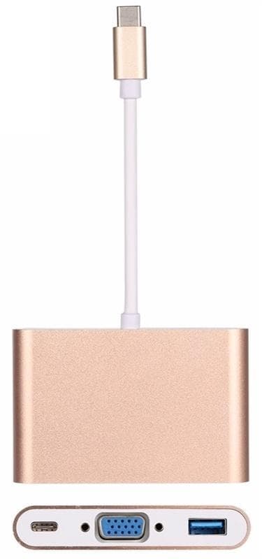 USB-C - VGA, moniporttisovitin, kultainen