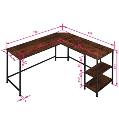Pöytä Hamilton (138x138x75.5cm) - Teollinen tumma puu, maalaismainen