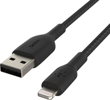 Belkin USB-A - Lightning Braided, musta (0,15 m)