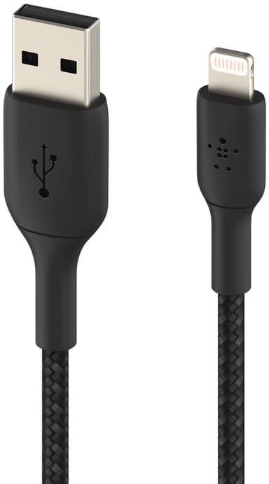 Belkin USB-A - Lightning Braided, musta (0,15 m)