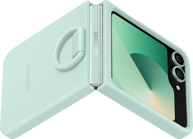 Samsung Galaxy Z Flip6 silikonisuojakuori renkaalla (minttu)