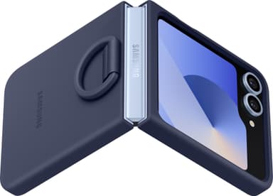 Samsung Galaxy Z Flip6 silikonisuojakuori renkaalla (tummansininen)