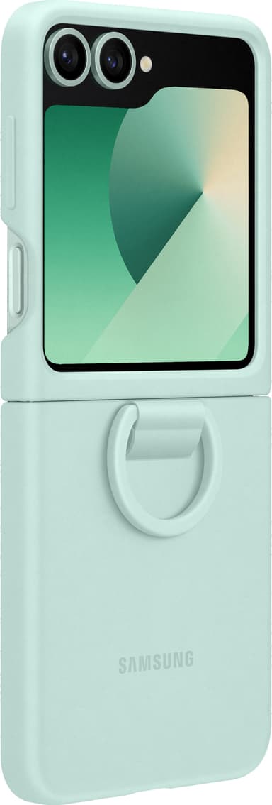 Samsung Galaxy Z Flip6 silikonisuojakuori renkaalla (minttu)