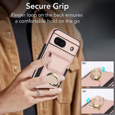 Google Pixel 8a Kickstand Case Puhelimen Suojakotelo Korttipaikoilla - Ruusukulta