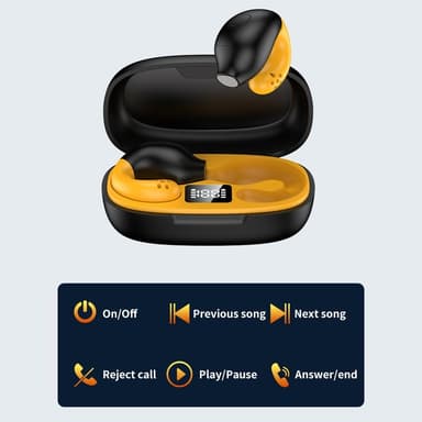 Delfin Ear Clip -kuulokkeet HiFi Bluetooth -nappikuulokkeet - musta+keltainen