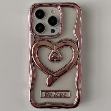 iPhone 15 Pro Kotelo Love Heart Kickstand TPU Sähkökullattu Läpinäkyvä Puhelimen Suojakotelo - Vaaleanpunainen