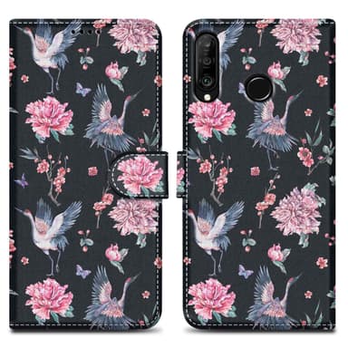Huawei P30 LITE Suojakuori Lompakkokotelo (Musta)