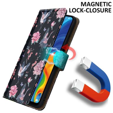 Huawei P30 LITE Suojakuori Lompakkokotelo (Musta)