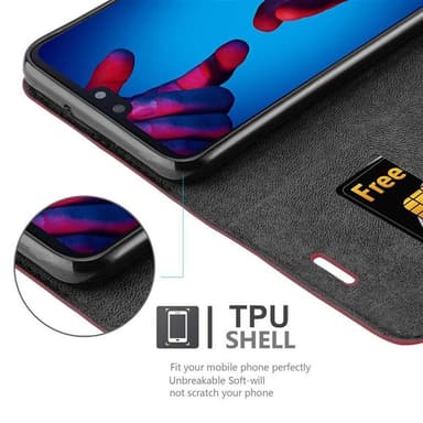 Huawei P20 Suojakuori Lompakkokotelo (Punainen)