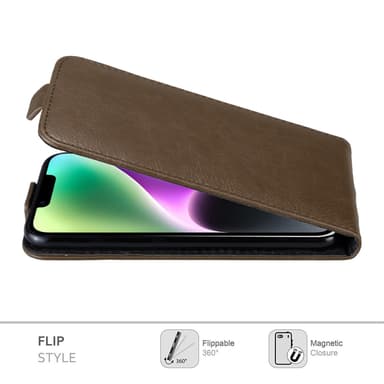 iPhone 14 Suojakuori Lompakkokotelo (Ruskea)