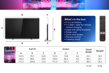 Philips 65" OLED909 4K OLED Ambilight televisio (2024)