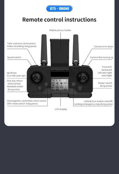 Taitettava 4K drone kaksoiskameralla esteiden välttämiseksi Musta