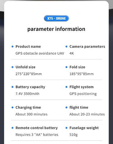 Taitettava 4K drone kaksoiskameralla esteiden välttämiseksi Musta