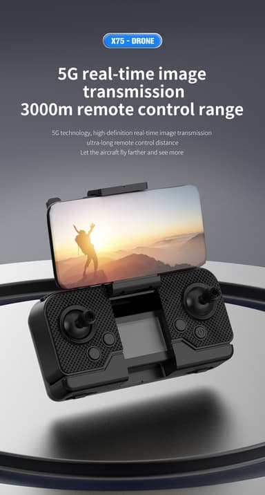 Taitettava 4K drone kaksoiskameralla esteiden välttämiseksi Musta
