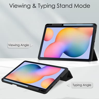 SKALO Samsung Tab S6 Lite Trifold Suojakotelo läpinäkyvällä taustapaperilla - Musta