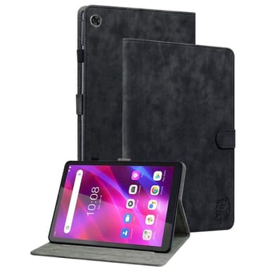 SKALO Lenovo Tab M7 (Gen 3) Cute Tiger PU-nahkainen Lompakkokotelo - Musta