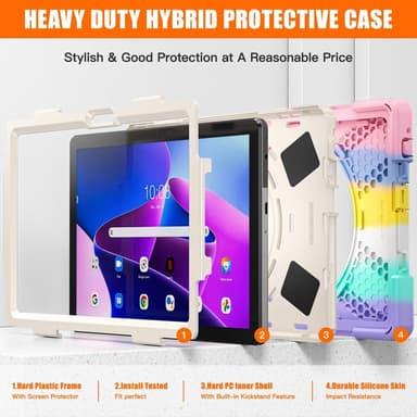SKALO Lenovo Tab M10 (Gen 3) Extra Shockproof Armor Iskunkestävä kuori - Rainbow