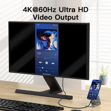 NÖRDIC 1,5 m USB 3.2 Gen 2 USB-C–C nylon punottu kaapeli PD3.1 240W 20G 4K60Hz musta