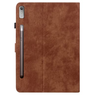 SKALO Lenovo Tab P12 Cute Tiger PU-nahkainen Lompakkokotelo - Ruskea
