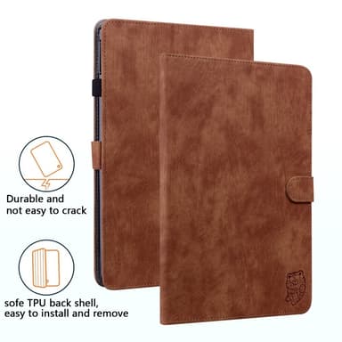 SKALO Lenovo Tab P12 Cute Tiger PU-nahkainen Lompakkokotelo - Ruskea