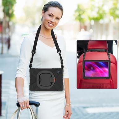 SKALO Lenovo Tab M10 FHD Plus 10.3"" Extra Shock Resistant Armor Rengas kuori olkahihnalla - Musta