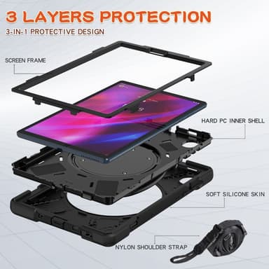 SKALO Lenovo Tab M10 FHD Plus 10.3"" Extra Shock Resistant Armor Rengas kuori olkahihnalla - Musta