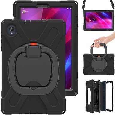 SKALO Lenovo Tab M10 FHD Plus 10.3"" Extra Shock Resistant Armor Rengas kuori olkahihnalla - Musta