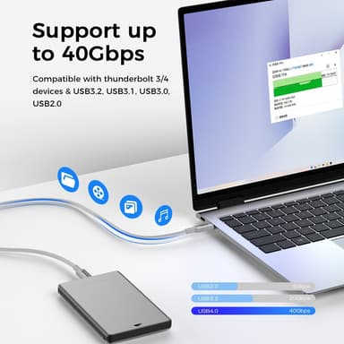 NÖRDIC 1m USB4 USB-C–C nylonpunoskaapeli PD3.1, 240 W pikalataus 40G 8K60Hz 4K120Hz 5K60Hz 2x4K60Hz Emarker