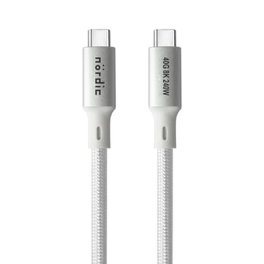NÖRDIC 1m USB4 USB-C–C nylonpunoskaapeli PD3.1, 240 W pikalataus 40G 8K60Hz 4K120Hz 5K60Hz 2x4K60Hz Emarker