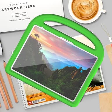 SKALO iPad 10.9 (2022) Lapsikuori kahvalla ja jalustalla - Vihreä