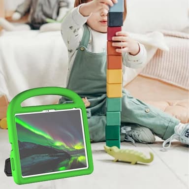 SKALO iPad 10.9 (2022) Lapsikuori kahvalla ja jalustalla - Vihreä