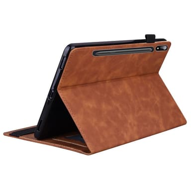 SKALO Samsung Tab S7/S8 PU-nahkainen lompakkokotelo, jossa on kynäosasto - Ruskea