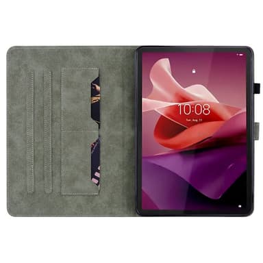 SKALO Lenovo Tab P12 Cute Tiger PU-nahkainen Lompakkokotelo - Musta