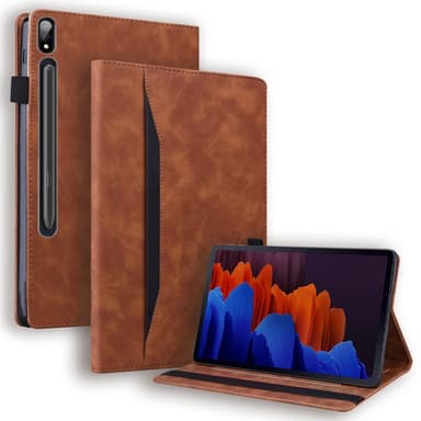 SKALO Samsung Tab S7/S8 PU-nahkainen lompakkokotelo, jossa on kynäosasto - Ruskea