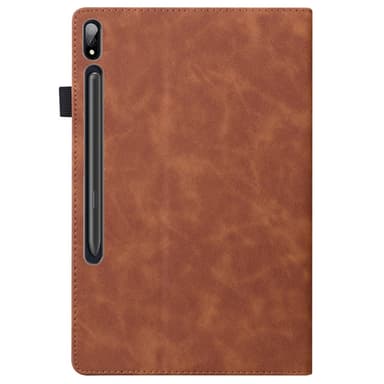 SKALO Samsung Tab S7/S8 PU-nahkainen lompakkokotelo, jossa on kynäosasto - Ruskea