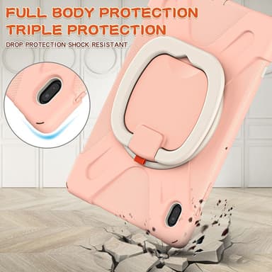 SKALO Samsung Tab S7 FE Extra Shockproof Armor 360 Kahva/Tripod Suojakuori - Ruusukulta