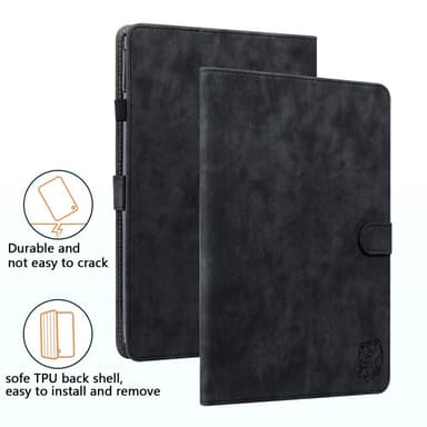SKALO Lenovo Tab P12 Cute Tiger PU-nahkainen Lompakkokotelo - Musta