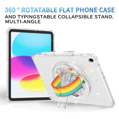 SKALO iPad 10.2 Armor Rainbow Glitter Kahva/Tripod Suojakuori - Pinkki