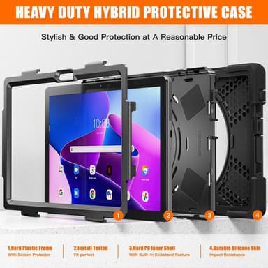 SKALO Lenovo Tab M10 (Gen 3) Extra Shockproof Armor Iskunkestävä kuori - Musta