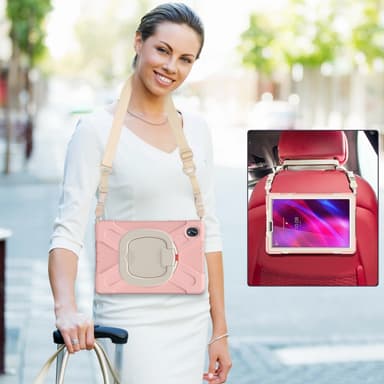 SKALO Lenovo Tab M10 FHD Plus 10.3"" Extra Shock Resistant Armor Rengas kuori olkahihnalla - Pinkki
