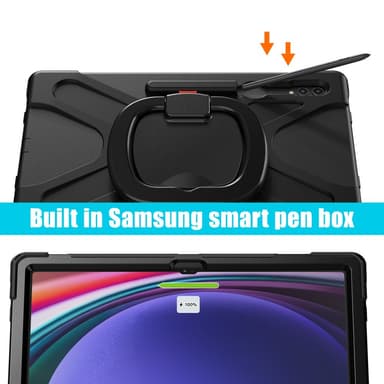 SKALO Samsung Tab S9 Ultra Extra Shockproof Armor 360 Kahva/Tripod Suojakuori - Musta