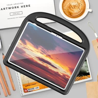 SKALO iPad 10.9 (2022) Lapsikuori kahvalla ja jalustalla - Musta