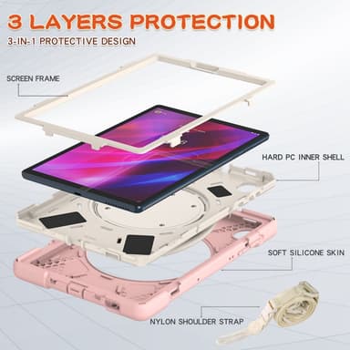 SKALO Lenovo Tab M10 FHD Plus 10.3"" Extra Shock Resistant Armor Rengas kuori olkahihnalla - Pinkki