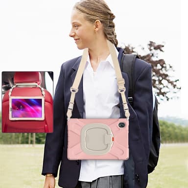 SKALO Lenovo Tab M10 FHD Plus 10.3"" Extra Shock Resistant Armor Rengas kuori olkahihnalla - Pinkki