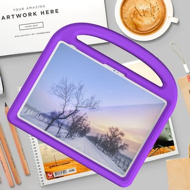 SKALO iPad 10.9 (2022) Lapsikuori kahvalla ja jalustalla - Violetti